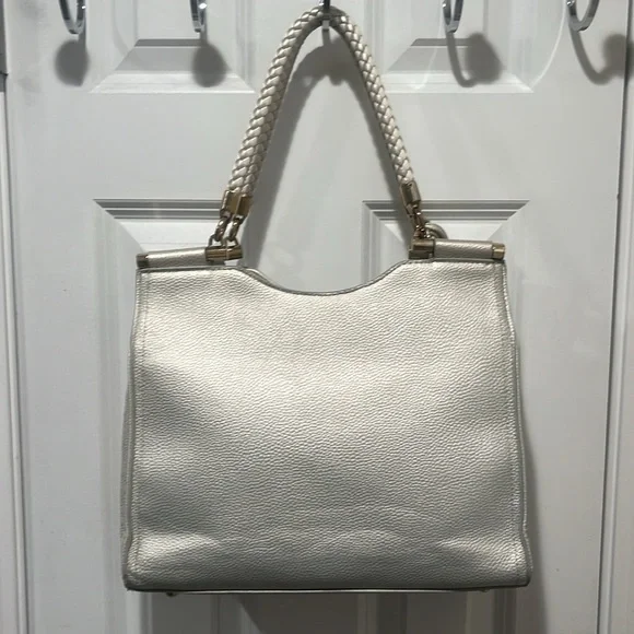Bebe Natalie Satchel Purse silver and golds accents. - Picture 2 of 11